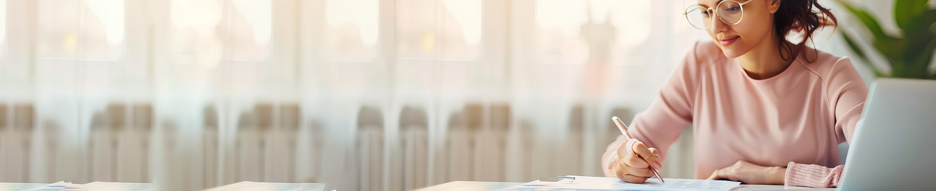 Woman doing work at a desk 