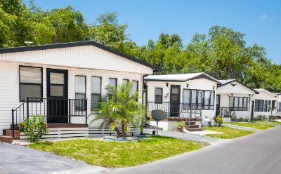 A mobile home neighborhood.