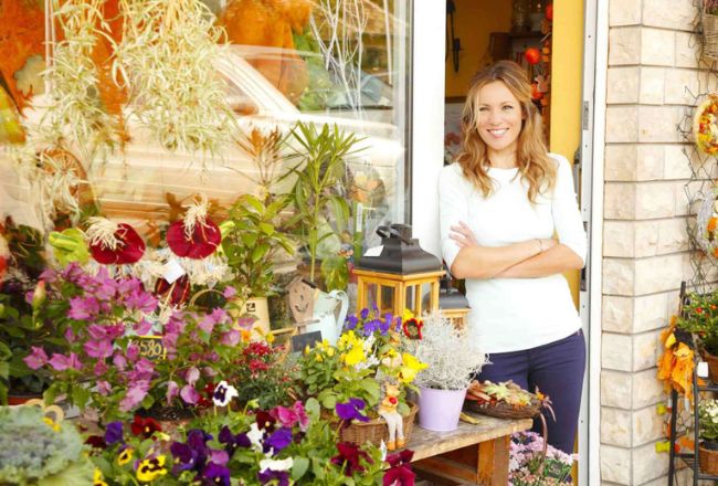 Woman leaning and smiling