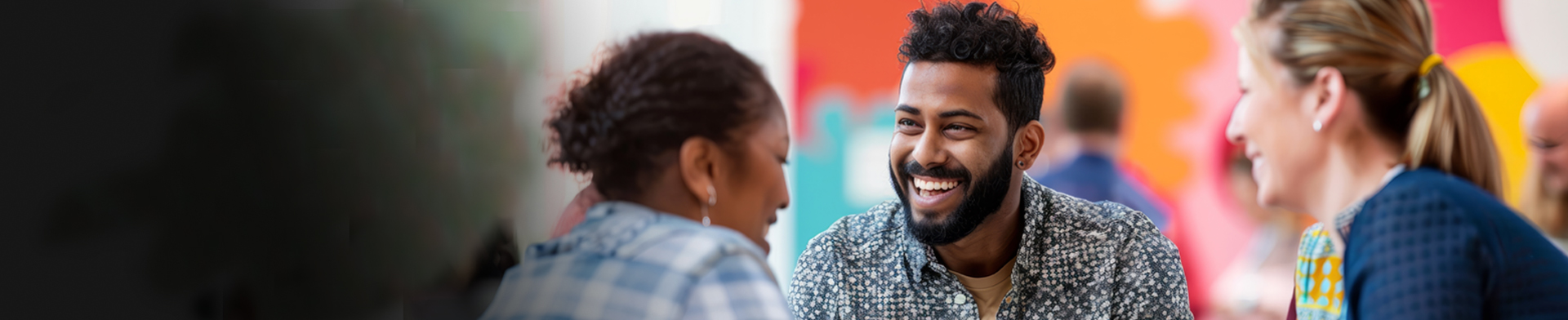 Man and woman smiling 