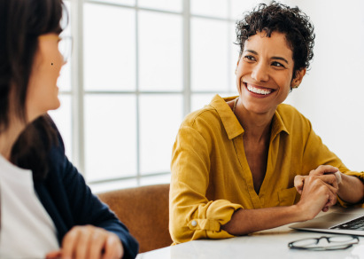 smiling woman in meeting 